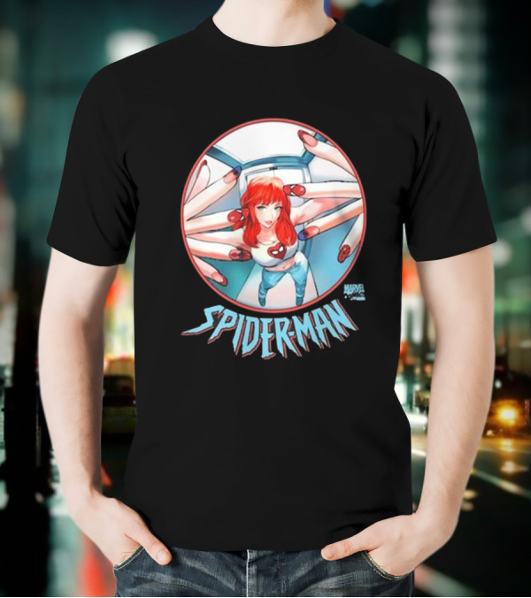 Marvel Comics Spider-Man Cover Girl In Red Hair With Spider Nails T-Shirt