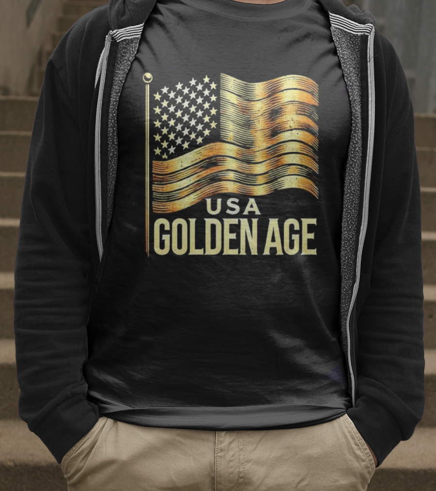 USA Golden Age Golden American Flag T-Shirt