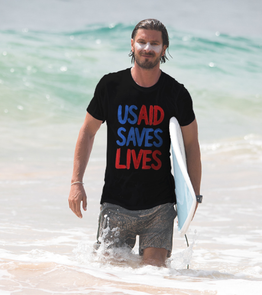 USAID Saves Lives Red And Blue Text T-Shirt