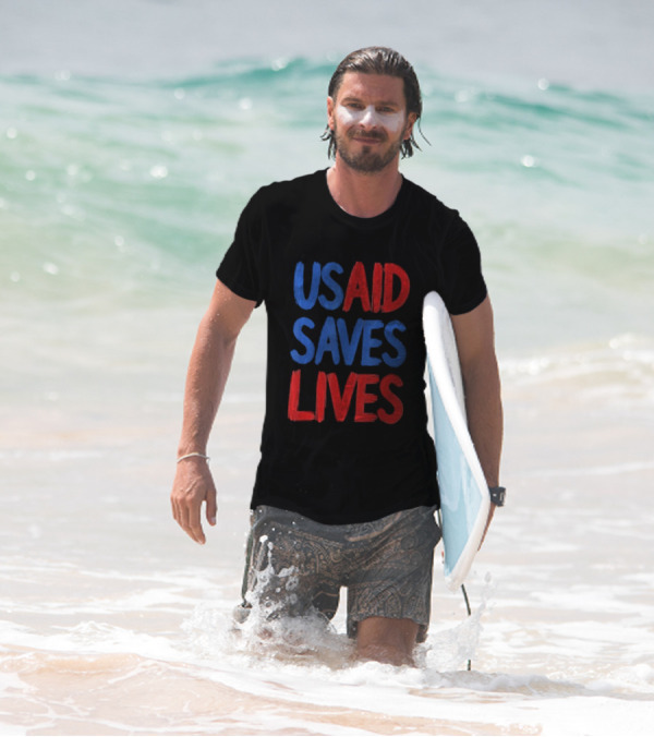 USAID Saves Lives Red And Blue Text T-Shirt