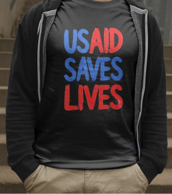 USAID Saves Lives Red And Blue Text T-Shirt