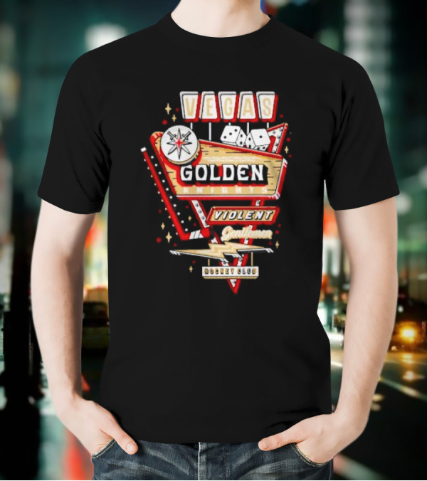 Vegas Golden Knights Violent Gentlemen Hockey Club Playing Card Style T-Shirt