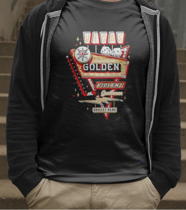 Vegas Golden Knights Violent Gentlemen Hockey Club Playing Card Style T-Shirt