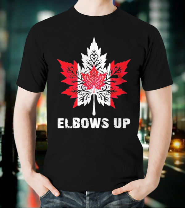 Elbows Up Canada Maple Leaf True North Strong Vintage T-Shirt
