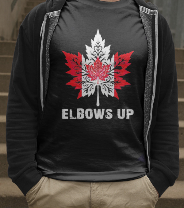Elbows Up Canada Maple Leaf True North Strong Vintage T-Shirt