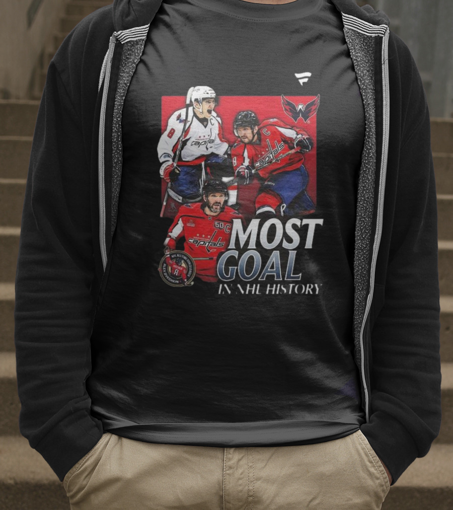 Washington Capitals Alexander Ovechkin Most Goals In NHL History Evolution 8 T-Shirt