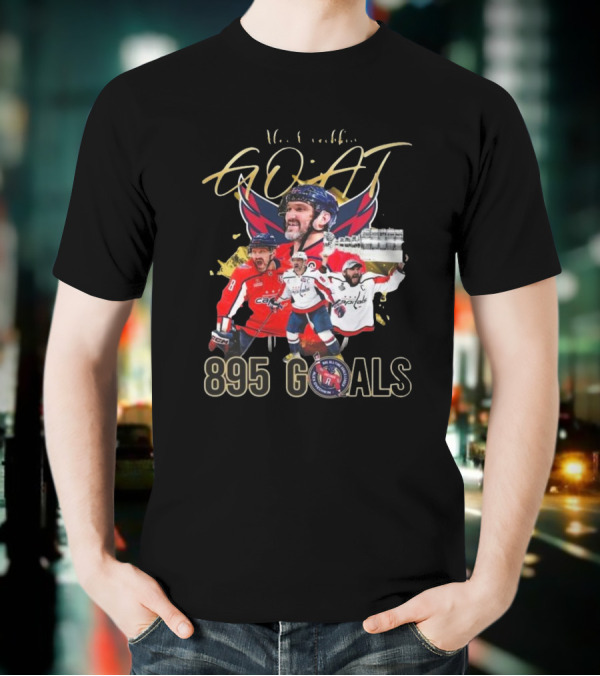 Washington Capitals NHL Alex Ovechkin GOAT 895 Goals Signature Collection T-Shirt