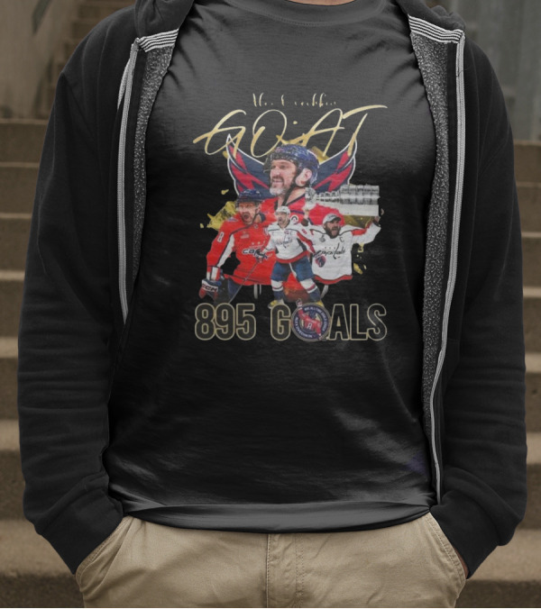 Washington Capitals NHL Alex Ovechkin GOAT 895 Goals Signature Collection T-Shirt
