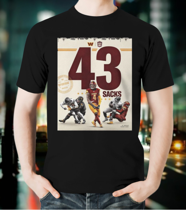 Washington Commanders 43 Sacks Chunky Sacks Hunger Program T-Shirt