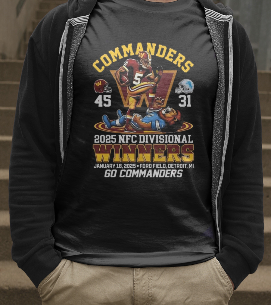 Commanders 2025 NFC Divisional Winners 45-31 Detroit Go Commanders January 18 Ford Field T-Shirt