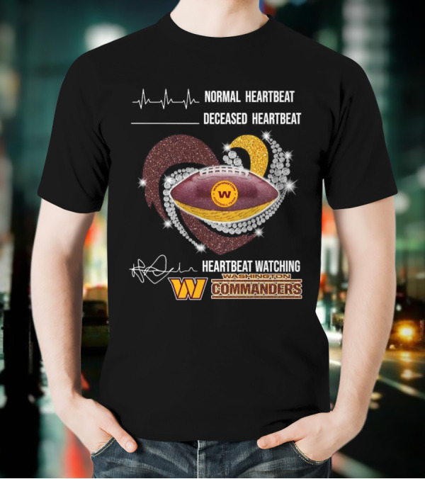 Washington Commanders Faster Heartbeat When Ing Football Diamond Heart T-Shirt