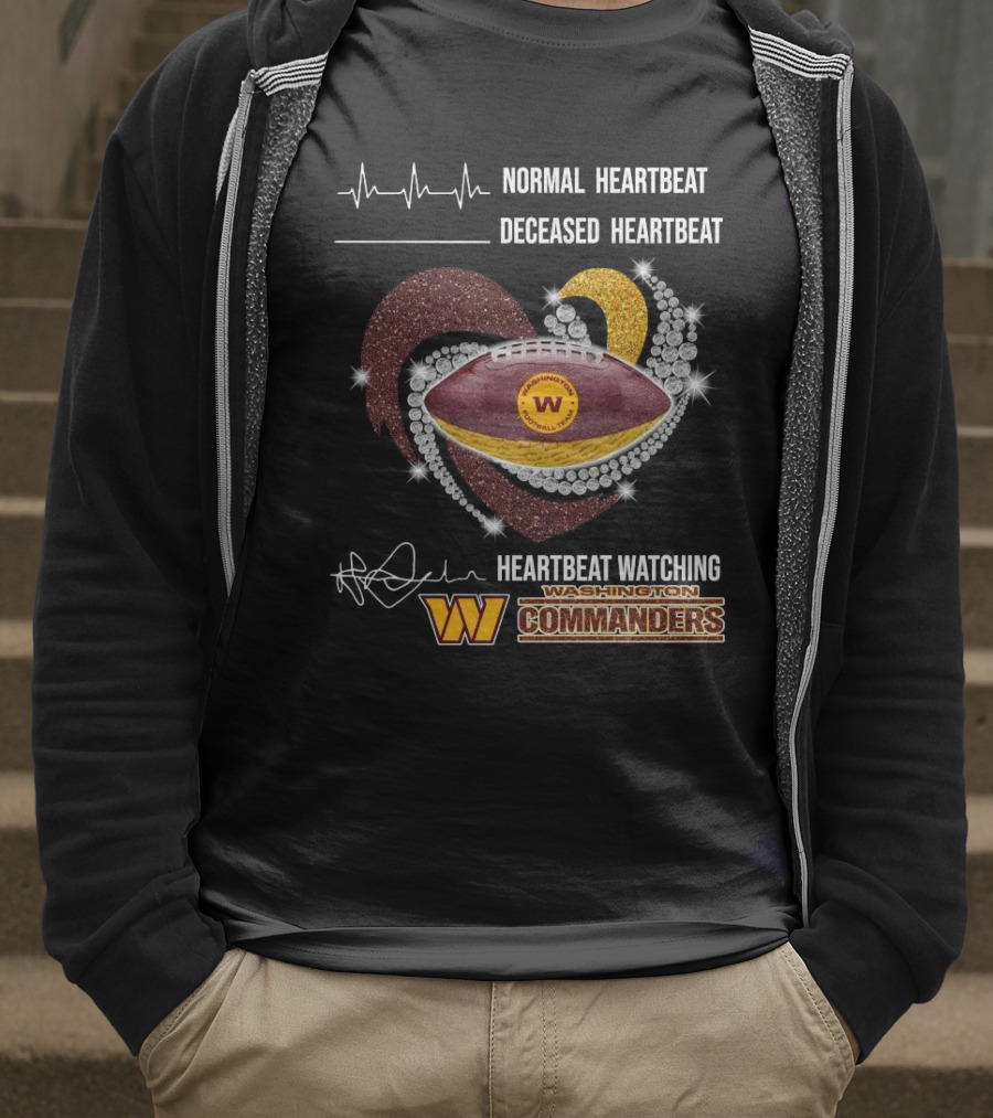 Washington Commanders Faster Heartbeat When Ing Football Diamond Heart T-Shirt