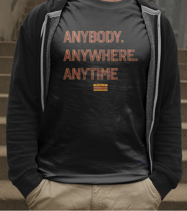 Washington Football Anybody Anywhere Anytime Burgundy Gold Stripes Stars T-Shirt