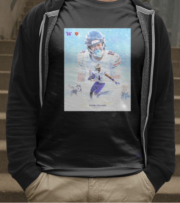 Washington Huskies Chicago Bears Rome Odunze Autographed Pick 9 T-Shirt