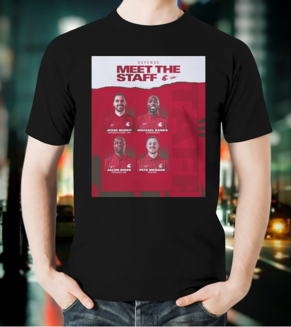 Defense Meet The Staff Washington State Cougars Jesse Bobbit Michael Banks Jalon Bibbs Pete Menage Nike T-Shirt