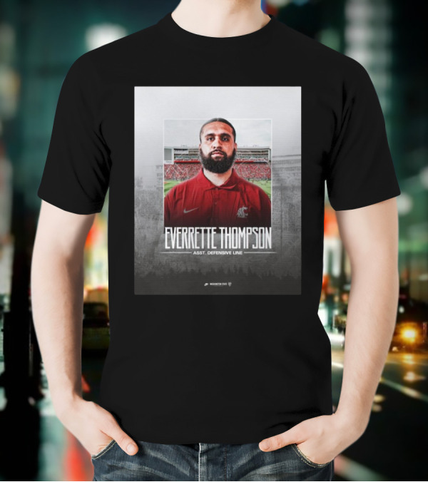 Washington State Football Everette Thompson Assistant Defensive Line Coach Palouse Stadium T-Shirt