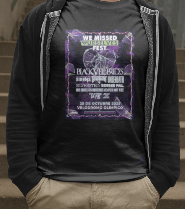 We Missed Ourselves Fest 2025 Black Veil Brides Sleeping With Sirens Underoath Silverstein Lineup At Velódromo Olímpico October 25 T-Shirt