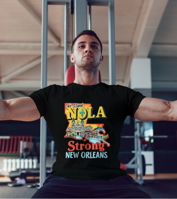 We Stand NOLA Strong New Orleans Fleur-de-lis Map Iconique T-Shirt