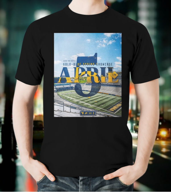 West Virginia Mountaineers Save The Date Gold Blue Spring Showcase April 5 2025 1 PM T-Shirt