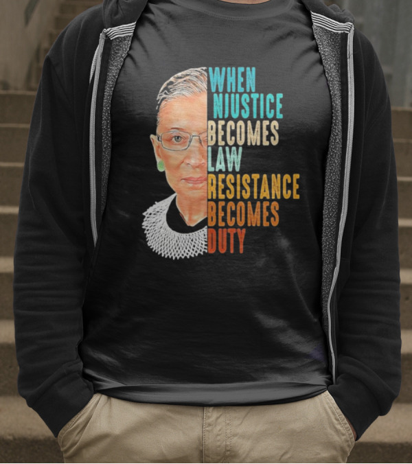 When Injustice Becomes Law Resistance Becomes Duty Portrait With Iconic Figure And Collar T-Shirt