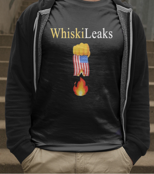 Whiskileaks American Flag Fist Fire 2025 T-Shirt
