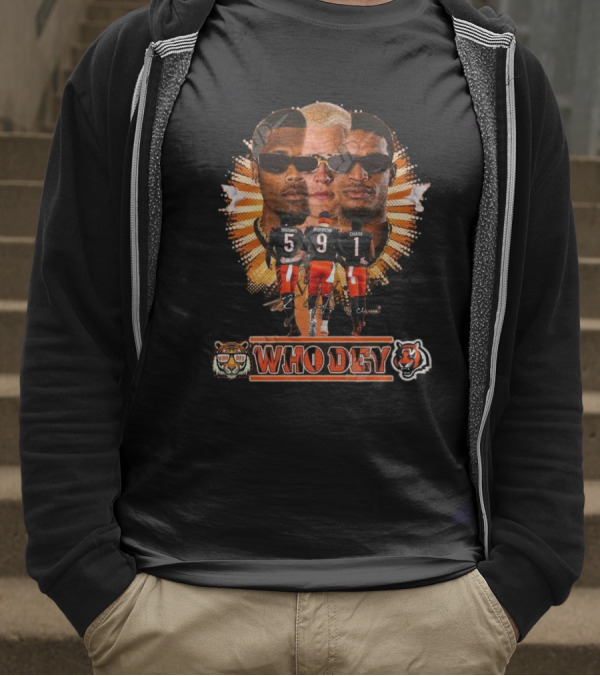 Who Dey Cincinnati Bengals 2025 Signatures Higgins Burrow Chase T-Shirt