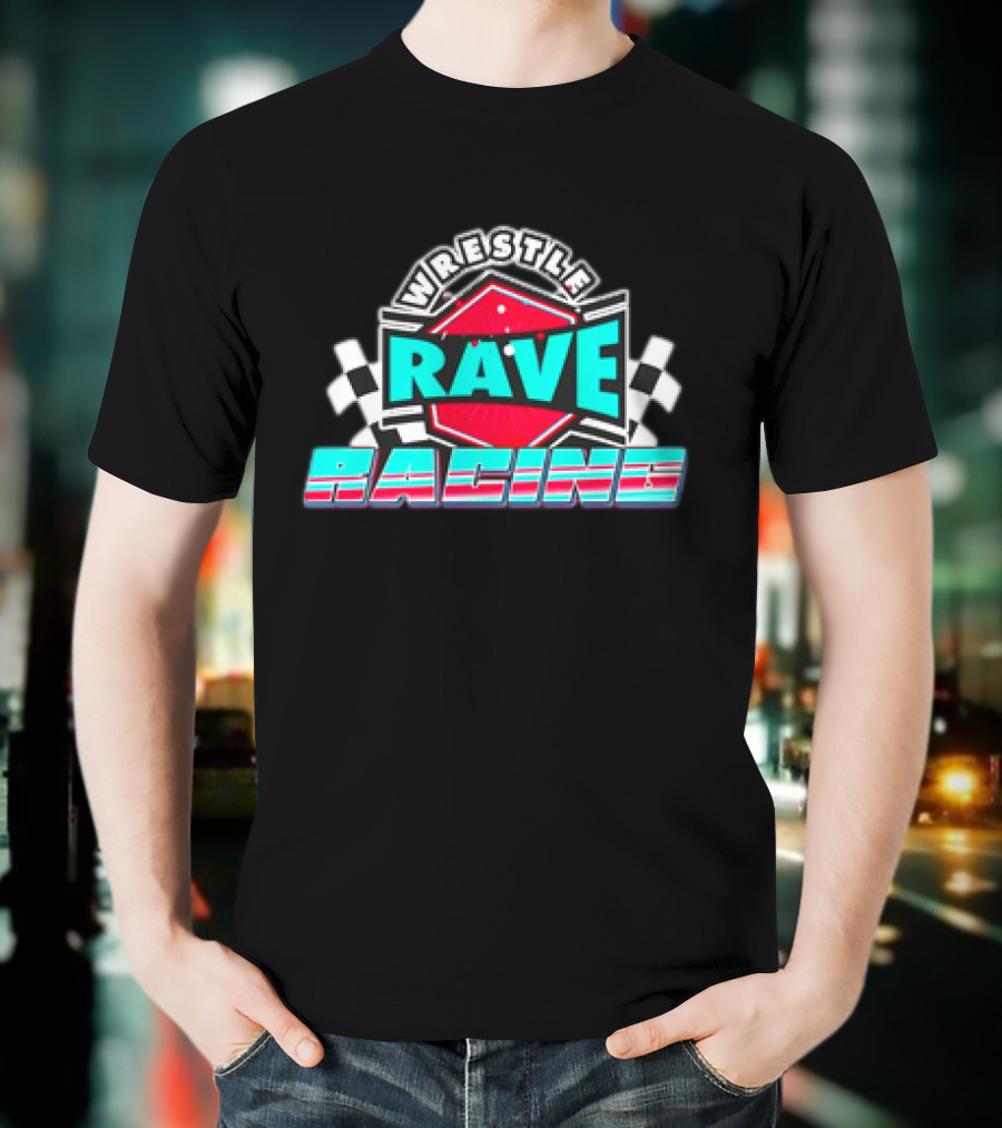 WrestleRave Racing Checkered Flag Retro Style T-Shirt