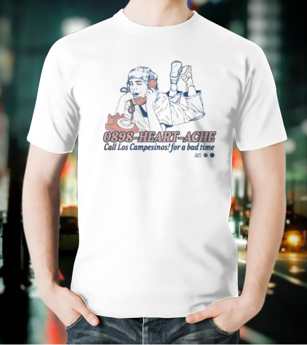 0898 Heart Ache Los Campesinos Call For A Bad Time With Vintage Phone Illustration T-Shirt