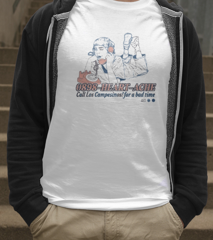 0898 Heart Ache Los Campesinos Call For A Bad Time With Vintage Phone Illustration T-Shirt