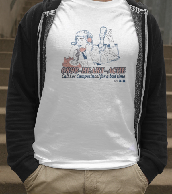 0898 Heart Ache Los Campesinos Call For A Bad Time With Vintage Phone Illustration T-Shirt
