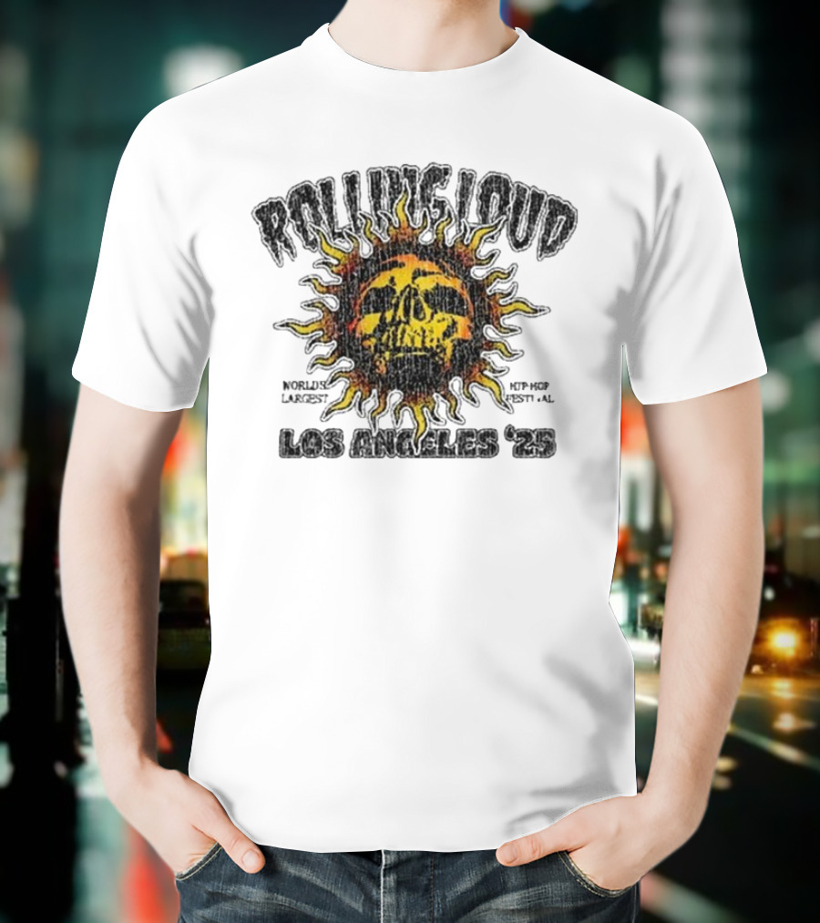 Rolling Loud Los Angeles 2025 Skull Sunburst Graphic T-Shirt