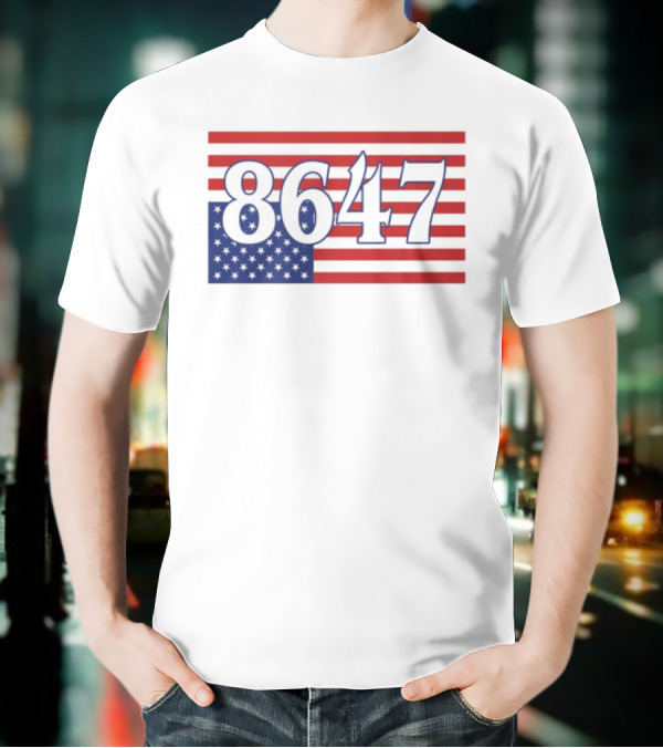 8647 American Flag Inverted Red Blue Stripes T-Shirt