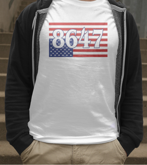 8647 American Flag Inverted Red Blue Stripes T-Shirt