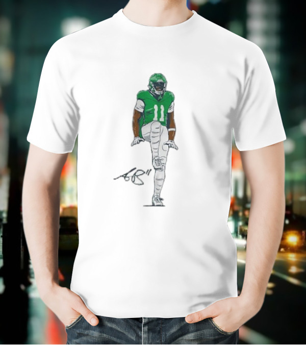 A.J. Brown The Silencer Green Football Number 11 Player Kneeling Icon T-Shirt