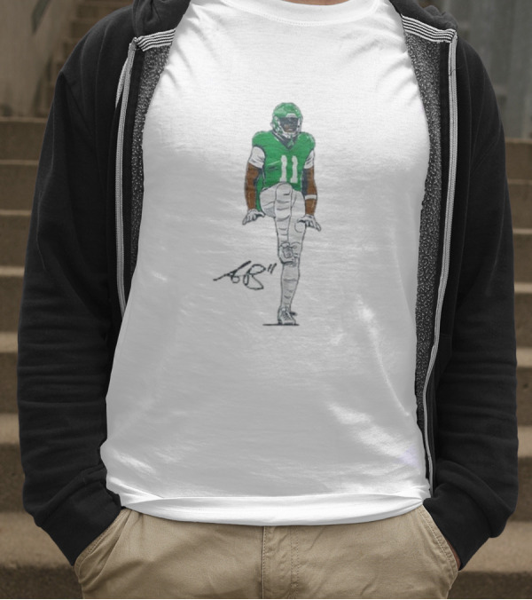 A.J. Brown The Silencer Green Football Number 11 Player Kneeling Icon T-Shirt