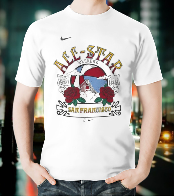 2025 NBA All-Star Weekend Jordan Brand San Fran 1990 Roses T-Shirt