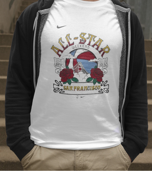 2025 NBA All-Star Weekend Jordan Brand San Fran 1990 Roses T-Shirt