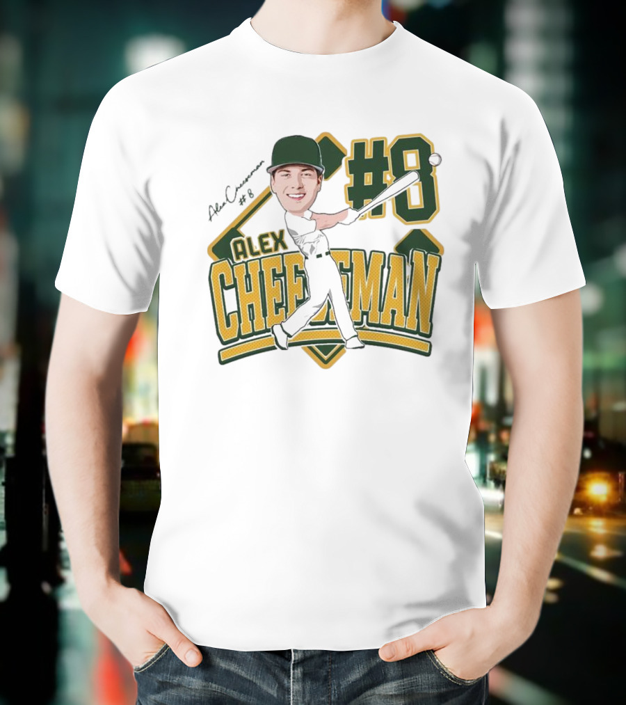 Alex Cheeseman #8 Baseball Caricature 2025 T-Shirt