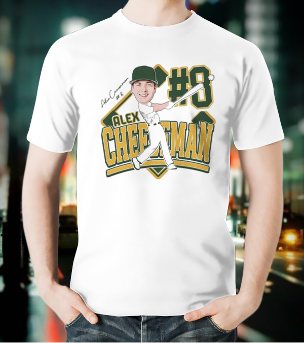 Alex Cheeseman #8 Baseball Caricature 2025 T-Shirt