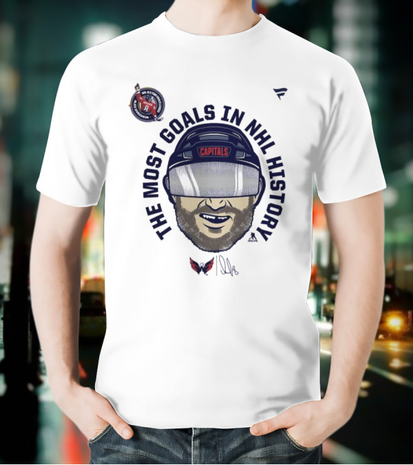 Alexander Ovechkin Capitals The Most Goals In NHL History Caricature T-Shirt