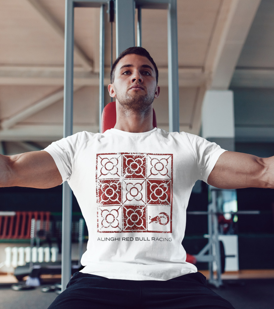 Alinghi Red Bull Racing Barcelona Nine-Panel Grid Pattern T-Shirt