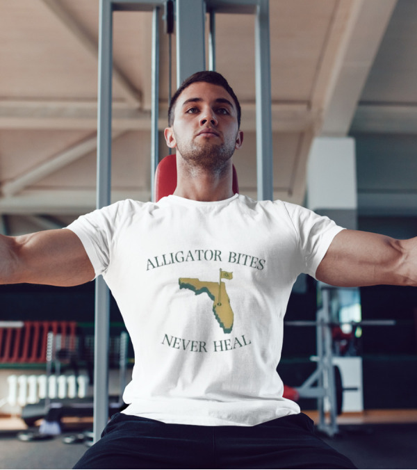 Alligator Bites Never Heal Florida Map With Flag T-Shirt