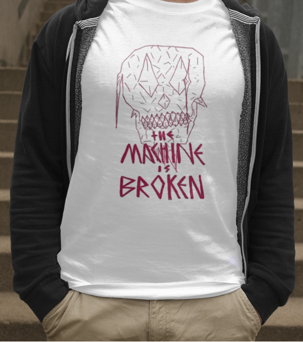 Arcadefire The Machine Is Broken Skull Illustration T-Shirt