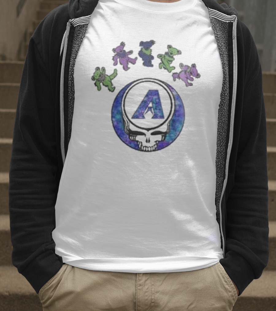 Arizona Diamondbacks 2025 Grateful Dead Skull Dancing Bears Baseball Night T-Shirt