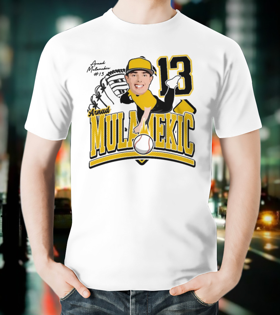 Arnad Mulamekic Baseball 13 Player Underhand Catcher Yellow Outfit T-Shirt