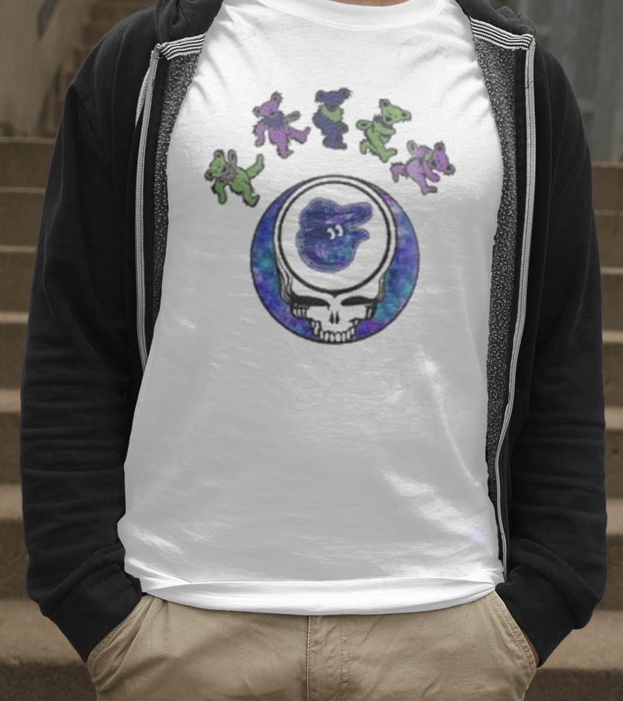 Baltimore Orioles Grateful Dead Dancing Bears 2025 Skull Night Baseball T-Shirt