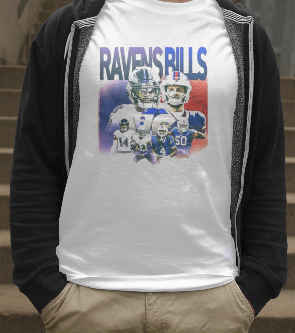 Ravens Bills NFL Matchup With Player Lineup And Strategy Background T-Shirt
