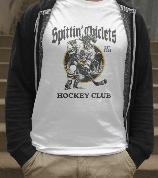 Barstool Sports Merch Spittin' Chiclets Hockey Club Skullet T-Shirt
