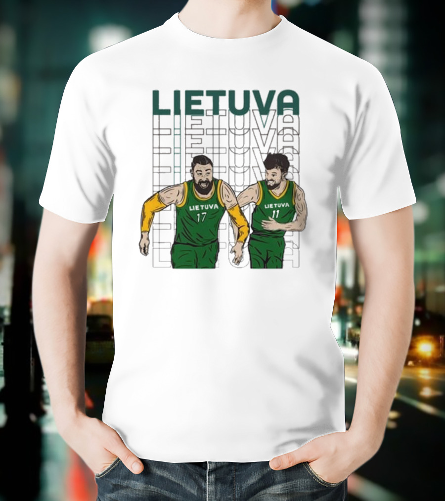 Lietuva Basketball Players Bokštai 17 Running Team Spirit T-Shirt
