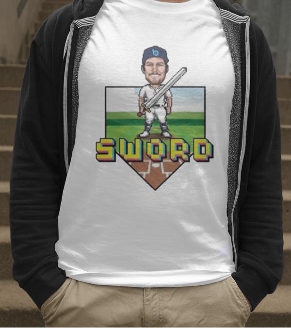Pixelated Baseball Player Sword Bauer Outage T-Shirt